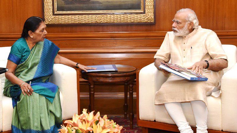 The Prime Minister, Shri Narendra Modi meeting the Chief Minister of Gujarat, Smt. Anandiben Patel, in New Delhi