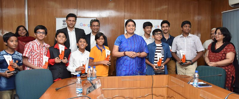 The Union Minister for Human Resource Development, Smt. Smriti Irani felicitated..