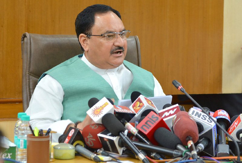 The Union Minister for Health & Family Welfare, Shri J.P. Nadda briefing the media on issues related to NEET, in New Delhi