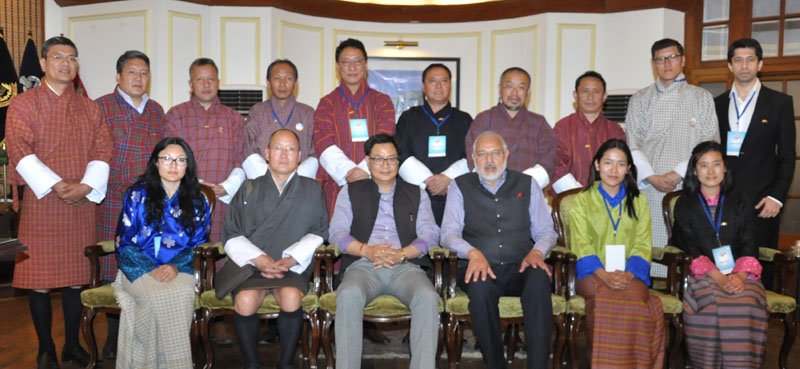 A delegation from Bhutan calling on the Minister of State for Home Affairs, Shri Kiren Rijiju, in New Delhi