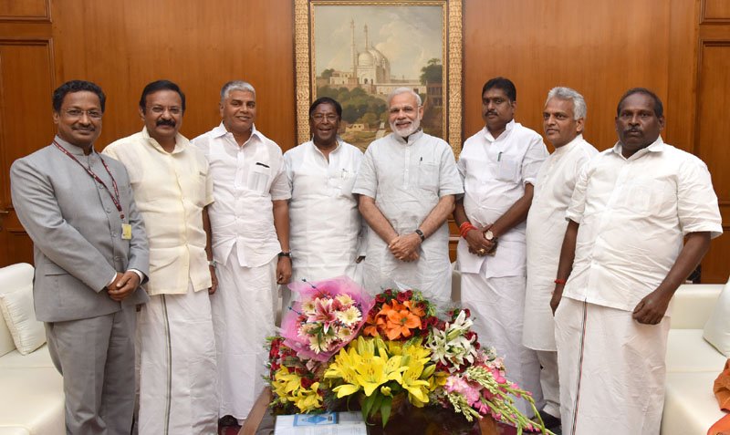 The Chief Minister of Puducherry, Shri V. Narayanasamy calling on the Prime Minister,..