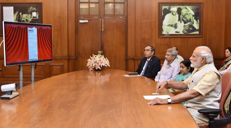 The Prime Minister, Shri Narendra Modi during the joint dedication of renovated..
