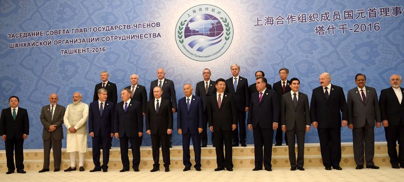 The Prime Minister, Shri Narendra Modi in a group photograph with the Shanghai Cooperation ..