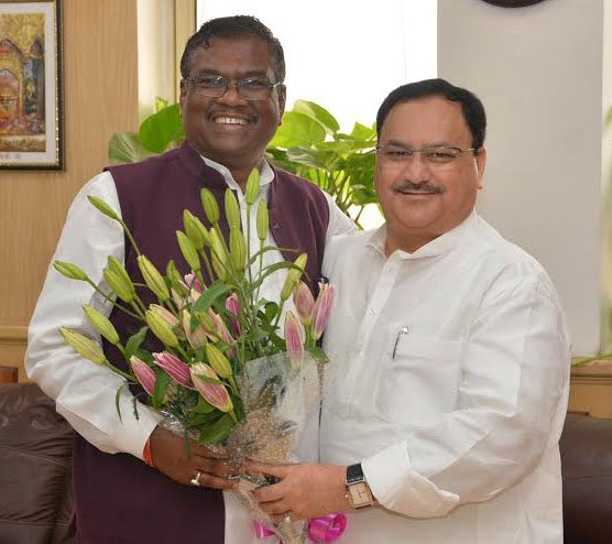 The Union Minister for Health & Family Welfare, Shri J.P. Nadda greeting the..