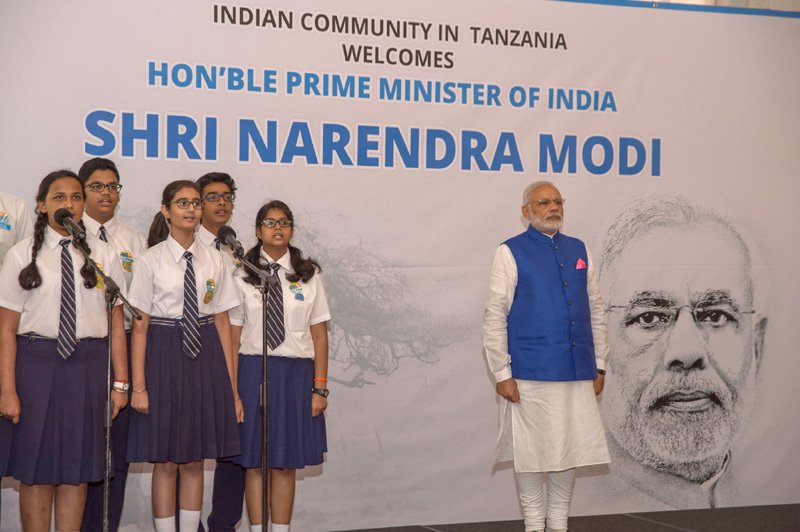 The Prime Minister, Shri Narendra Modi at Indian Community Reception in Hotel..