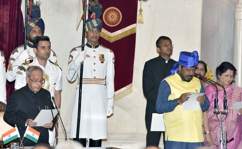 The President, Shri Pranab Mukherjee administering the oath as Minister of State to..