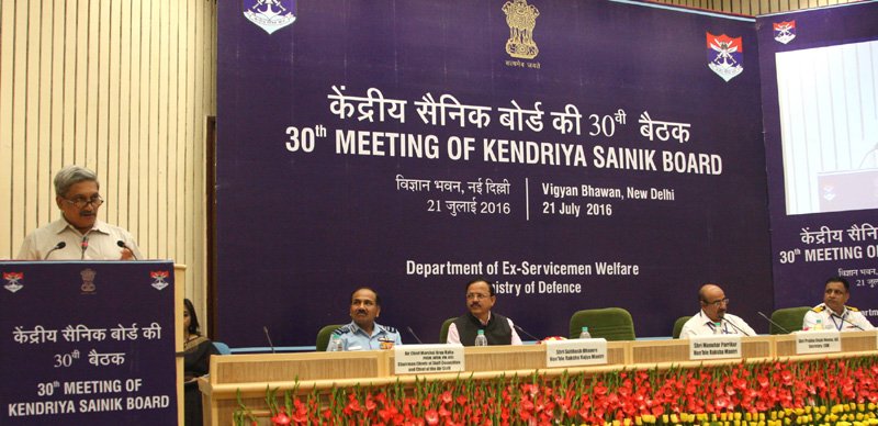 The Union Minister for Defence, Shri Manohar Parrikar addressing the 30th meeting of Kendriya Sainik Board, in New Delhi