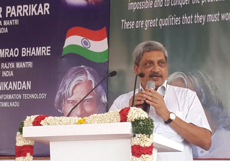 The Union Minister for Defence, Shri Manohar Parrikar addressing..
