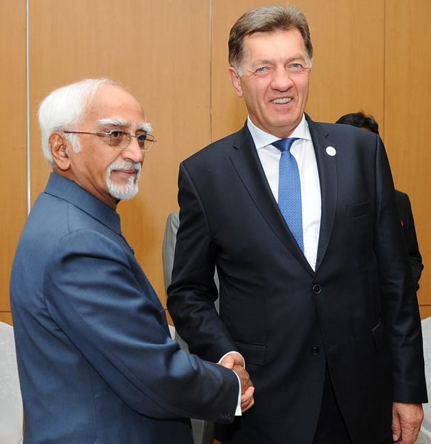 The Vice President, Shri M. Hamid Ansari in a bilateral meeting with the Prime Minister of ..