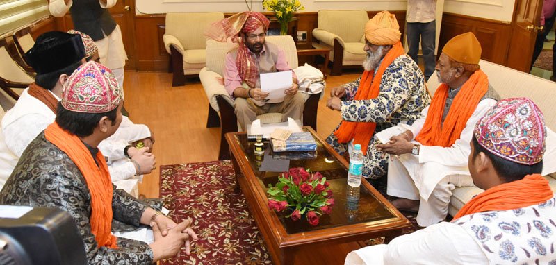 A delegation from Ajmer Sharif Dargah meeting the Minister of State..