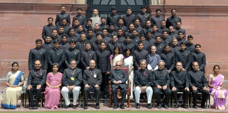 The President, Shri Pranab Mukherjee with the Probationers of Indian Forest Service..