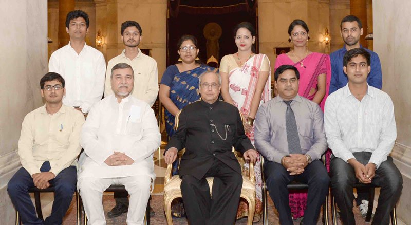 The President, Shri Pranab Mukherjee with the students and faculty ..