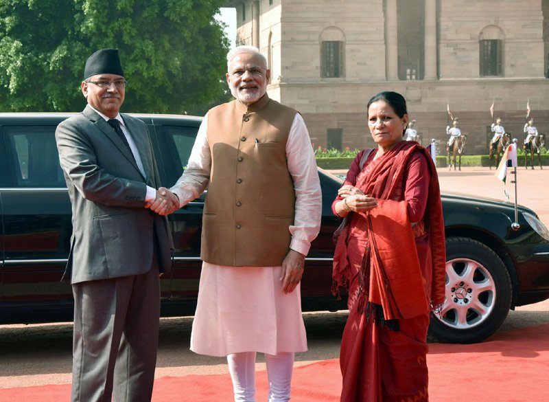 The Prime Minister of Nepal, Mr. Pushpa Kamal Dahal and Mrs. Sita Dahal being..