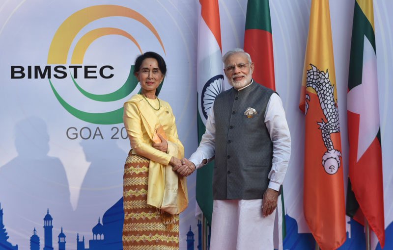 The Prime Minister, Shri Narendra Modi formally receives the BIMSTEC leader, in Goa