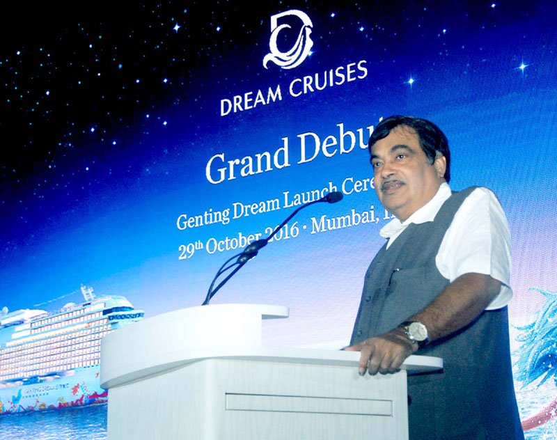 Nitin Gadkari addressing at the Dream Cruises Genting Launch Ceremony
