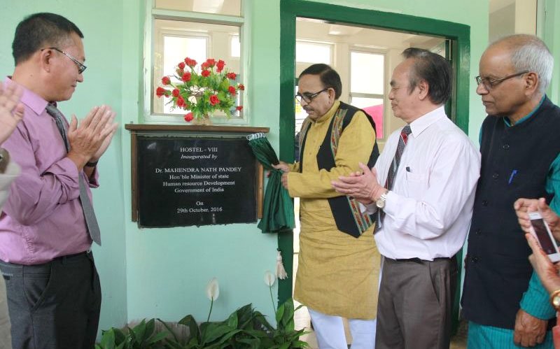 Mahendra Nath Pandey inaugurating the New Women hostel “Senhri Hall of Residence”