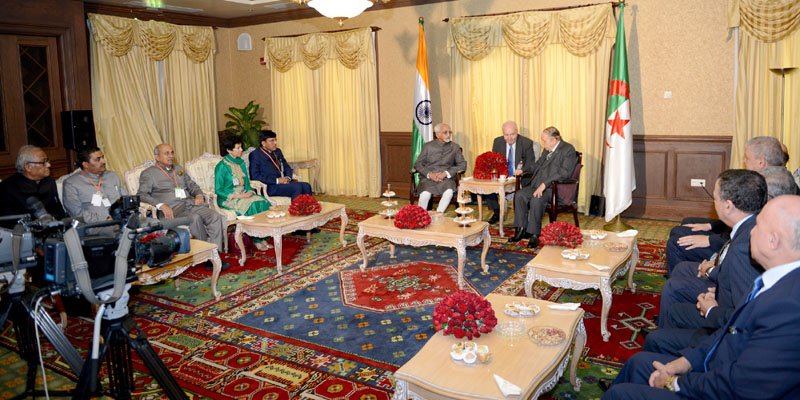 The Vice President, Shri M. Hamid Ansari calling on the President of Algeria, Mr. Abdelaziz Bouteflika, in Algiers, Algeria