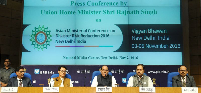 The Union Home Minister, Shri Rajnath Singh addressing a press..