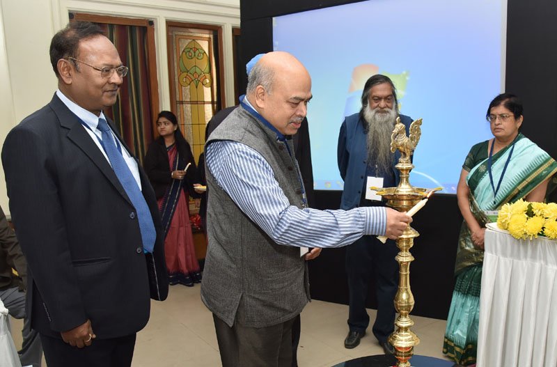 Shri S.K. Pattanayak lighting the lamp to inaugurate the International Seminar