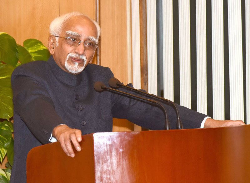 The Vice President, Shri M. Hamid Ansari addressing the gathering after..