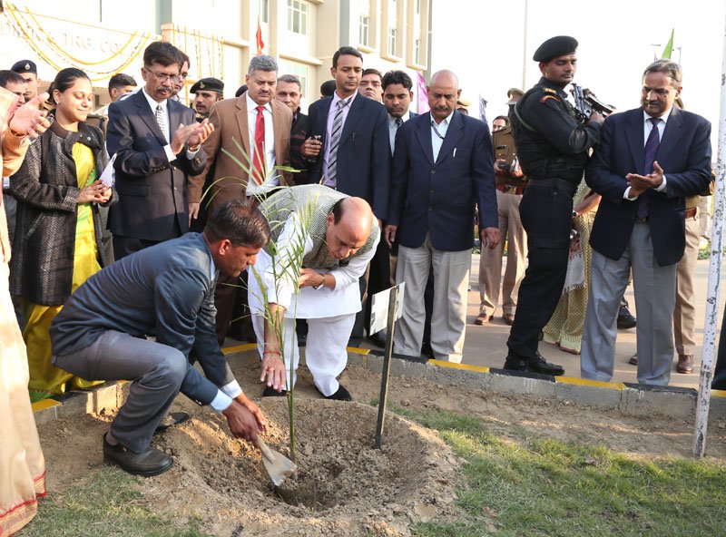 The Union Home Minister, Shri Rajnath Singh planting a sapling at..