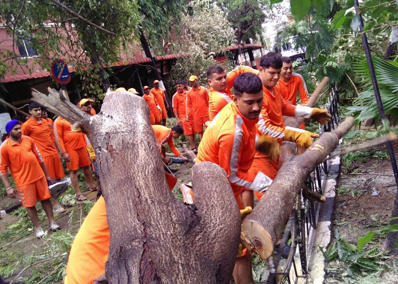 The National Disaster Response Force (NDRF) personnel conducting operations..