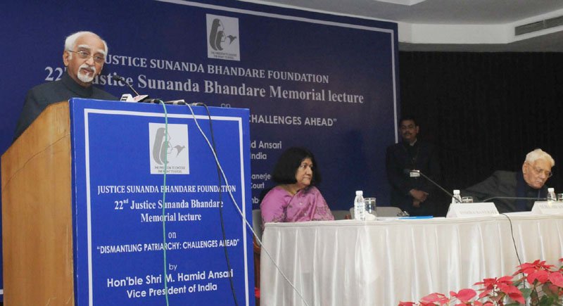 The Vice President, Shri M. Hamid Ansari delivering the 22nd Justice Sunanda..