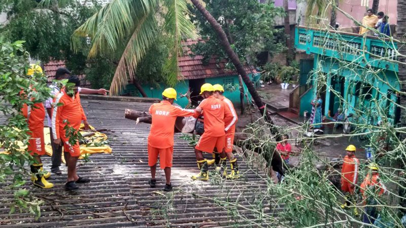 The National Disaster Response Force (NDRF) personnel conducting..