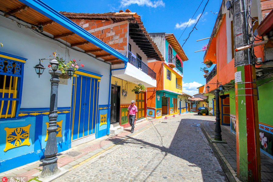 RAINBOW PAINTED TOWN IN COLOMBIA