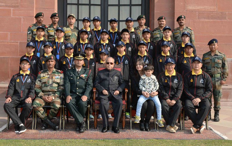 The President, Shri Pranab Mukherjee with the Students and Children..