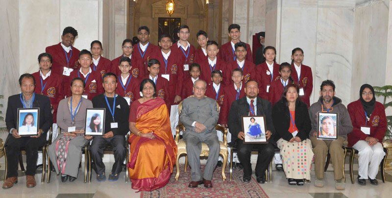 The President, Shri Pranab Mukherjee with the winners of the National..