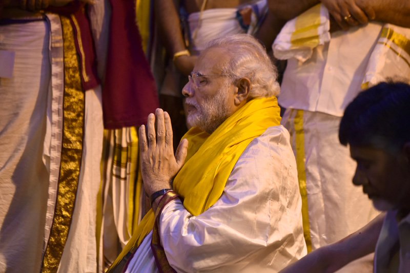 The Prime Minister, Shri Narendra Modi offering prayer at ..