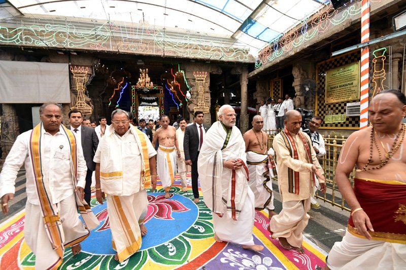 The Prime Minister, Shri Narendra Modi visiting Sri Venkateswara ..