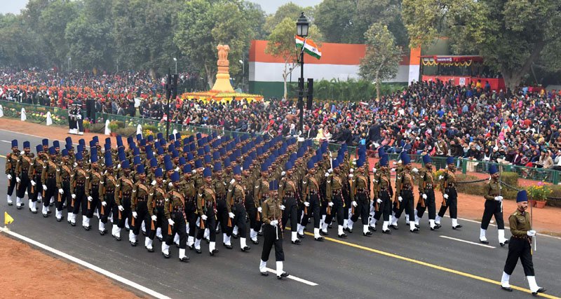 The Madras Engineers Group Contingent passes through the Rajpath