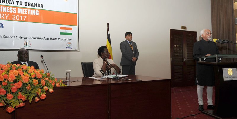 The Vice President, Shri M. Hamid Ansari addressing the India-Uganda..