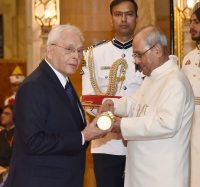 The President, Shri Pranab Mukherjee presenting the Padma Bhushan ..