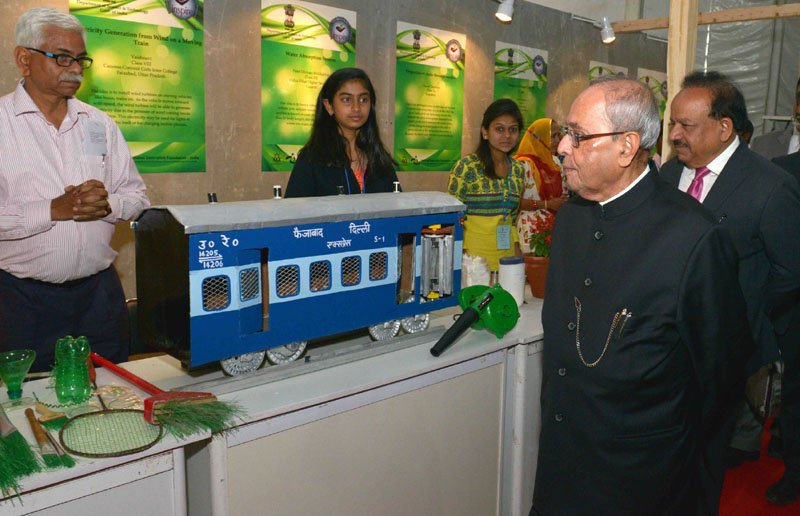 The President, Shri Pranab Mukherjee visiting the Innovation Exhibition, at Sports Ground,..