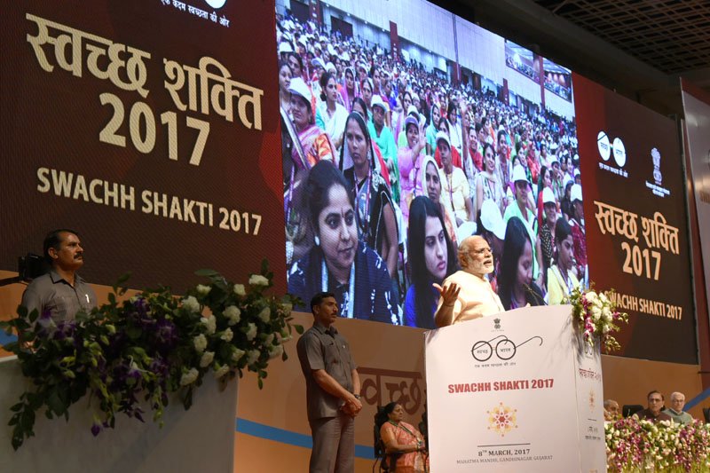 The Prime Minister, Shri Narendra Modi addressing at ‘Swachh Shakti 2017..