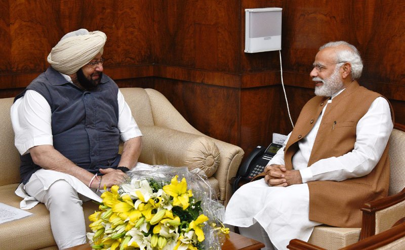 The Chief Minister of Punjab, Captain Amarinder Singh calling on the..