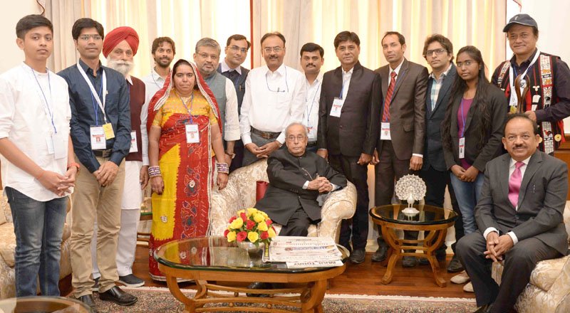 The President, Shri Pranab Mukherjee with the Innovation Scholars, Writers and..