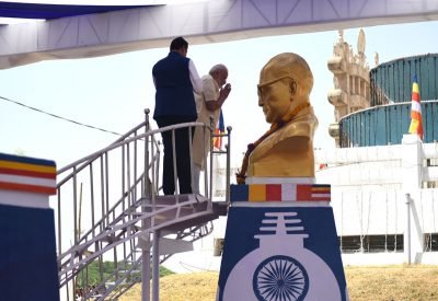 The Prime Minister, Shri Narendra Modi paying tributes at Deekshabhoomi, on the…