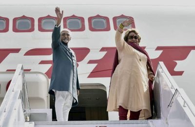 The Vice President, Shri M. Hamid Ansari and Smt. Salma Ansari emplane for..