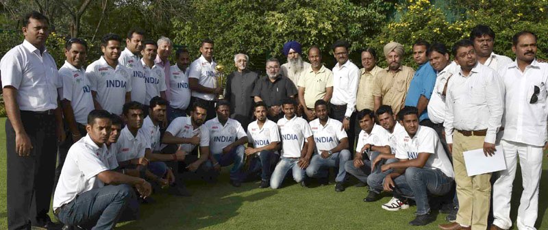 MEMBERS OF INDIAN DEAF CRICKET TEAM MEETS VICE PRESIDENT