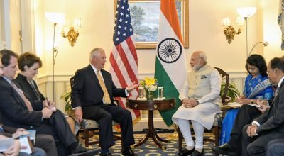 THE US SECRETARY OF STATE CALLS ON NARENDRA MODI AT WASHINGTON DC