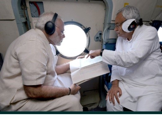PM UNDERRAKES AERIAL SURVEY OF FLOOD AFFECTED BIHAR