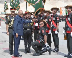 President of India visits Leh, presents Colours to all five Ladakh Scouts Battalions