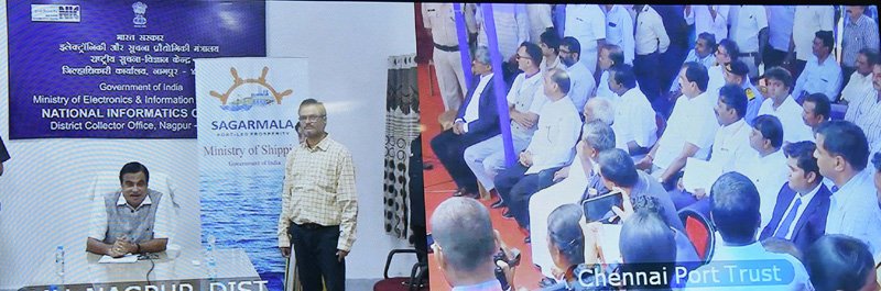 Nitin Gadkari digitally flags off RORO Ship carrying trucks from Chennai Port to Mongla Port in Bangladesh