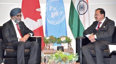 Dr. Subhash Ramrao Bhamre meet Canadian Defence Minister Harjit Singh Sajjan
