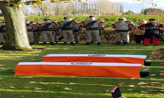 Military Honours to Two WW-I Indian Soldiers of 39th Royal Garhwal Rifles at France 