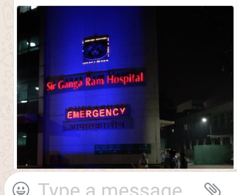 Sir Ganga Ram Hospital turns in Blue colour today.